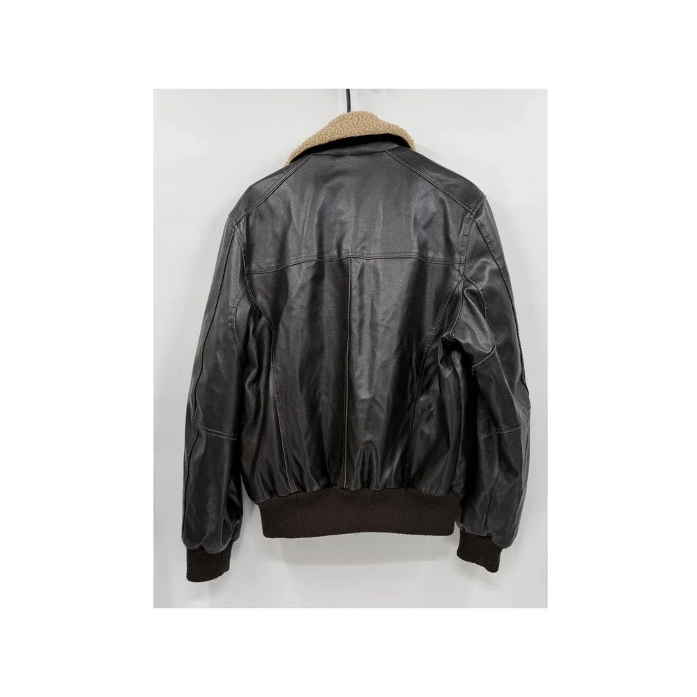 Levis Medium Bomber Jacket Mens Brown Faux Leather Sherpa Collar Aviator RN54163